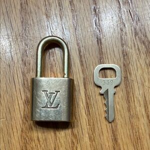 Louis Vuitton Brass Padlock and Key Set